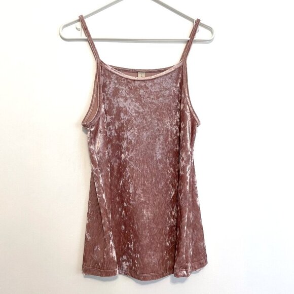 ALLISON JOY EVEREVE Cori Velvet Tank Blush Light Pink Velour Sleeveless Preppy M - Picture 2 of 12
